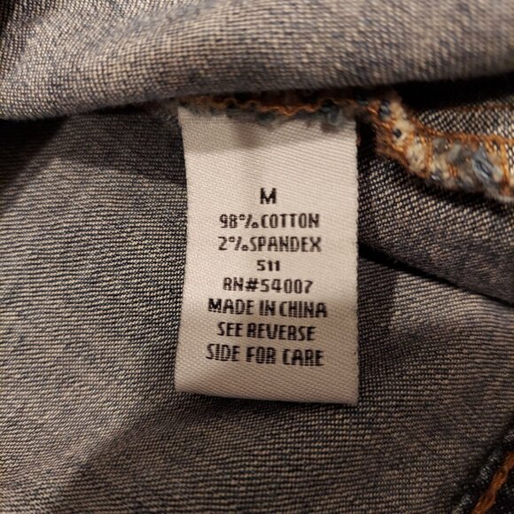 Cabi Jean jacket womens M Blue Denim Logo cropped Long sleeves waist tabs beachy - Picture 11 of 13